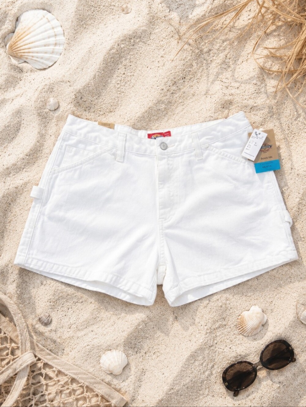 New white Denim Shorts  carpenter Style High Rise Dickies shorts NWT. Sz 31